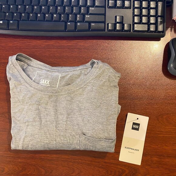 SAXX Men's Sleepwalker Pocket Short Sleeve Tee Light Grey - Picture 3 of 3